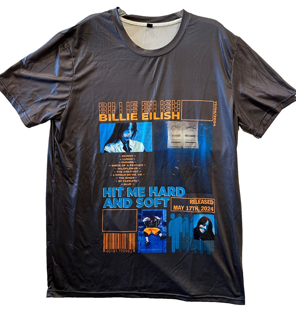 Billie Eilish 2024/2025 Hit Me Hard and Soft Tour Gray Jersey Shirt Mens Size L